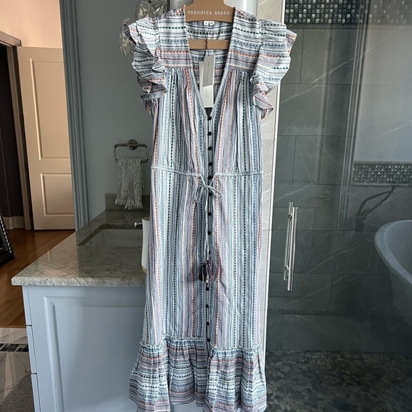 Veronica Beard Tinzia Striped Dress: Blue Multi - Picture 4 of 13